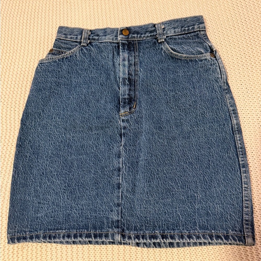 High-Rise Blue Denim Pencil Skirt